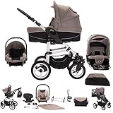 Bebebi Paris | 3 in 1 Kinderwagen Komplettset | Hartgummireifen | Farbe: S