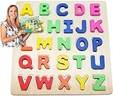 EasY FoxY ToY Alphabet-ABC-Holz-Puzzle Grosse Bunte Buchstaben Kinder-Holzspielzeug Ab 3 Jahre; Spielzeug Für Spielerisches Lernen des ABC; Geschenk für Mädchen Jungen; Pädagogisches Sp