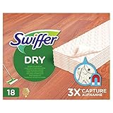 Swiffer Bodenwischer Trockene Bodentücher (18 Tücher) für Holz & Parkett, Wischer ideal gegen Staub, Tierhaare & Allerg