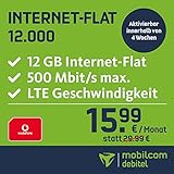 mobilcom-debitel Internet-Flat 12.000 im Vodafone-Netz (15,99 EUR monatlich, 24 Monate Laufzeit, 12 GB Internet-Flat, LTE mit max. 500 MBit/s, EU-Roaming-Flat)