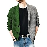 Jubaton Herren Pullover Strickpullover Pullover Zweifarbige Nähte V-Ausschnitt Strickjacke Langarm Weich Einreihig Top Lässig Business Bequem XL