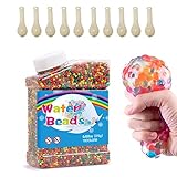 WELLXUNK 50000 Stücke Wasser Gel Perlen mit 10 Stücke Ballon, Jelly Wasser Perlen,Bunt Gelperlen,Wasserperlen,Wassergel-Kugeln Deko, für Vase Füllstoff Pflanzen Blumen Hauptdek