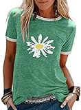 Lustige Sonnenblumen-Shirts für Frauen, kurzärmelig, Vintage-Grafik, Tops, Teen Mädchen, trendig, lustig, niedlich, lässig, T-Shirts Gr. M, grü