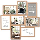 HAES DECO - Bilderrahmen Collage/Holz Bildergalerie Stockholm braun Eiche Fotocollage für 8 Fotos 10x15 (Größe 44 x 44 cm) - MP151