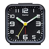 Eachui Analog Wecker Klein mit Lauter Alarm, Nachtlicht, Schlummerfunktion, Ohen Ticken, geräuschlos, Batteriebetrieben, Einfache Bedienung (Schwarz)
