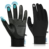 Amstory Winterhandschuhe Warme Touchscreen Winter Handschuhe für Herren Damen Schwarz, Fahrrad Handschuhe Warm Winddichte Wasserdicht Smartphone MTB Handschuhe für Joggen Radsport Outdoor Fahren (L)