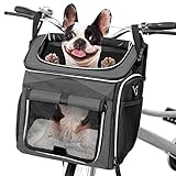 JJHBF Hundefahrradkorb, Erweiterbare Tragbare Haustier-Rucksacktasche mit Reflektierenden Streifen und Netzfenster, Zusammenklappbarer Fahrradkorb für Kleine H
