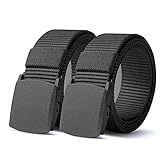 TENINE Taktischer Gürtel, Unisex Gürtel Nylon Canvas Belt, Taktisch Gürtel Schwerlast Militär Nylon Web Gurt Riggers Belt(Schwarz 2Stück)