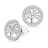 Micory Lebensbaum Ohrringe Ohrstecker Silber 925 Damen mit 3A Zirk
