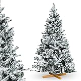 Urhome Künstlicher Weihnachtsbaum mit Ständer beschneite Tanne - 180 cm hoher Christbaum Dekobaum PVC Kunstbaum Tannenbaum mit Schnee Schnellaufbau Klappsystem Baum für W