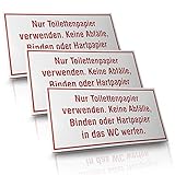 Betriebsausstattung24® Hinweisschild „ nur Toilettenpapier verwenden“ 3 Stk. Aufkleber | Toilettenhinweis | Toilettenregel | Selbstklebende PVC-Folie (3, 20,0 x 10,0 cm)