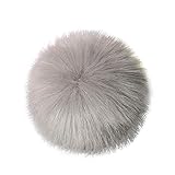 OverDose Damen Pompon Pelz Bommel Pompon Pelz Echtpelz Bommelmütze Flauschiger Pompon Ball für Strickmützen! Viele Farben! (10cm, Grau)