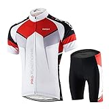 Lixada Herren Radtrikot Set Fahrrad Kurzarm Set Schnelltrocknend Atmungsaktives Shirt + 3D Cushion Shorts Gepolsterte H