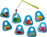 HABA 303606 - Angelset Meerestiere | Badespielzeug mit bunten Meeresmotiven | Set aus Angel und 8 Angel-Elementen | Badewannenspielzeug ab 18 M
