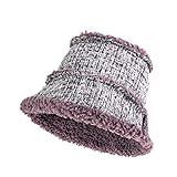 Yakina Fuzzy Bucket Hut für Damen, trendiger Kunstfell, warm, Wintermütze, Dicke wendbare Glockenhut, violett, 58 EU