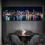 CXArtprint Leinwandbild Manhattan Landschaftsmalerei New York Skyline View Poster Print Wandkunst Bilder für Wohnzimmer Dekor 30x90cm ohne R