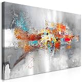 murando handgemalte Bilder Abstrakt 120x60 cm Gemälde 1 TLG Acrylgemälde Wandbild Leinwand Bild Moderne Kunst Kunstbilder Malerei Unikat Kunstwerk Dekoration grau orange a-A-0415-b