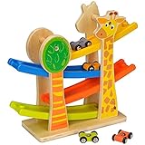 Spiel AG Kugelbahn Giraffe Rollbahn aus Holz mit 4