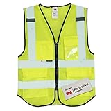 Salzmann 3M Arbeitsweste aus luftdurchlässigem Mesh-Gewebe - Hergestellt mit 3M Reflektierendem Material - Mit 4 Vordertaschen und Reiß