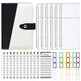 VONDYU Notizbuch/Tagebuch A6 in Bürobedarf/Schreibwaren/Zuhause nachfüllbar Schwarz-Weiß Notizbücher PU mit Tasche Loseblatt Bargeld Budgetheft 13*19*4cm geeignet für Home Office Meeting S