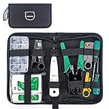 MIAOKE Netzwerk Werkzeug Set, Netzwerk Reparaturwerkzeuge mit Abisolierzange, Professionelles Netzwerk Kabeltester Kit für Haushalt, Fabrik & Computer Wartung inkl. LAN Kabel T