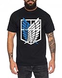 Titan Aufklärungstruppe Wappen AOT on Attack Herren T-Shirt, Farbe:Schwarz;Größe:XL