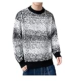 Pullover Herren Modern Urban Lose Jugend Trend Mode Druck Männer Sweater Herbst Winter Rundhals Verdickung Warm Täglich Casual Zuhause Dating Herren Pulli C-Black M
