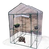 Tomaten Gewächshaus Klein Folien Tomatendach Transparentes PVC-Gewächshaus mit Regalen,Wachsendes Gemüse Tomatenspaziergang im Growzelt,Heavy Duty Hot House Reifen für Hinterhöfe,Terrasse,Terrasse,G