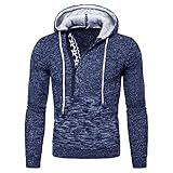 Finetyu Herren Kapuzenpullover Hoodie Sweatshirt Pullover Sportswear Trainingsanzug Sweater Kapuze Kängurutaschen Regular Retro Langarm V-Ausschnitt Trendy Strickpullover mit Kapuze mit T
