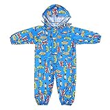 mama stadt Regen Overall Kinder Unisex 100% Wasserdichter Regenanzug Kinder Regenoverall Jungen Mädchen Leichter Regenmantel, Blau/M(3-5 Jahre)