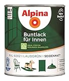 Alpina Buntlack für Innen Seidenmatt 0,75 Liter Farbwahl, Farbe (RAL):RAL 6002 Laubgrü