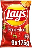 Lay's Paprika – Knusprig gewürzte Kartoffelchips für eine gelungene Party – 9 x 175g