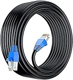 MutecPower CAT6 50m Außen Verwendung wasserdicht - CCA - Direct Burial Ethernet Netzwerkkabel - 250 MHz - Schwarz - 50 Meter mit kabelb