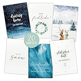 HEJ.CREATION Weihnachtskarten im Set | 20 schöne Postkarten zu Weihnachten | Sprüche und Wünsche zur Weihnachtszeit | Weihnachtliche festliche Motive Advent Christmas Karten mit Sprüchen Geschenk