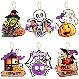 Songjum 6 Stück Halloween Hängende Türschild Dekoration, Geister Kürbis Halloween Hängende Tag Dekor, Halloween Hängende Ornamente für Haustür, Outdoor, Haus, Hof und Party Halloween Dek