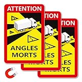 Schilder Magnetschilder | Hinweisschild‚ Angles Morts für Frankreich | LKW/BUS Toter Winkel Aufkleber | 250 x 170 mm | 3 Stück |