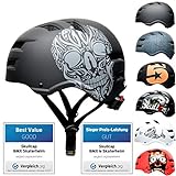 SkullCap® Skaterhelm Erwachsene Schwarz Limited Edition: Skull - Fahrradhelm Herren ab 14 Jahre Größe 55-58 cm - Scoot and Ride Helmet Adult Black - Skater Helm für BMX Inliner Fahrrad Skateb