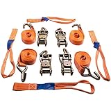 4 Stück 2000kg 3m Spanngurte mit Ratsche 2 teilig zweiteilig mit Haken Ratschengurt Zurrgurte 35mm 2000 daN 2t für die professionelle Ladungssicherung