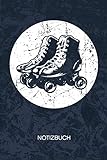 NOTIZBUCH: A5 Kariert - Rollschuh Skater Heft - Retro Notizheft 120 Seiten KARO - Vintage Rollschuhe Notizblock Retro Roller Skates Motiv - 90er Kind Geschenk
