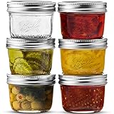 Ball Mason Jars Mini-Mund-Gläser mit luftdichten Deckeln und Bändern, zum Einkochen, Einkochen, Marmelade, Gastgeschenke, DIY – mikrowellen- und spülmaschinenfest + Sewanta-Glasö