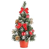 Kleiner Weihnachtsschreibtischbaum, goldener/blauer/roter/silberner Weihnachtsbaum Mini künstlicher Weihnachtsbaum geschmückter Weihnachtsbaum für Home Office Shopping Bar (2 Stück)