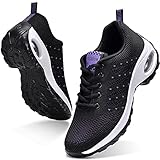 JIANKE Damen Laufschuhe Luftkissen Turnschuhe Leichte Atmungsaktiv Sportschuhe Freizeitschuhe für Gym Fitness Jogging Sommer Frühling Schwarz, 40 EU