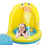 COOLJOY Splash Pool, Kleine Gelbe Ente Planschbecken Wassersprühspielzeug Sprinkler Pool Mit S
