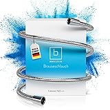 Benkstein Duschschlauch 1,6m - MADE IN GERMANY - Brauseschlauch mit Knickschutz - Dusch Schlauch mit doppelseitigem Verdrehschutz - Shower Hose - Duschkopf Brause Schlauch (Edelstahl, 160 cm)