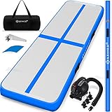 KESSER® Turnmatte Aufblasbar Airtrack 300x100x10 Fitness-Matte Gymnastikmatte 3/4/5/6m | inkl. Tragetasche & elektr. Luftpumpe | Yogamatte, Tumbling Matten Trainingsmatte Sportmatte Yoga, Turn B