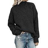 Zldhxyf Damen Einfarbig Rollkragenpullover Warm Herbst und Winter Pullover ohne Taschen Strickpullover Winddicht Pulli Langarm Wrap Wickel Geeignet fü