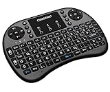 Orbsmart AM-2 kabellose Mini-Tastatur mit integrierten Touchpad/Wireless Keyboard inkl. deutsches Tastaturlayout/LED-Beleuchtung/Fernbedienung für Android TV Boxen/Windows Mini-PC