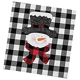 Amosfun Weihnachts-Stuhlhussen Schneemann Stuhlbezug Xmas Büffel Stuhlrückenbezug für Küche Esszimmer Xmas Urlaub Party Dekoration Schwarz Weiß