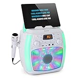 auna StarMaker Plus Karaokeanlage Karaokemaschine, Bluetooth-Funktion, USB-Port, CD-Player, für CD, CD+G, CD-RW, inkl. Mikrofon, 2 Mikrofon-Eingänge, LED-Show, RCA-Ausgang, Mik