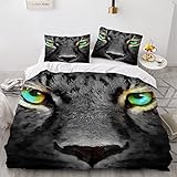Bettwäsche 220x240 Kinder Schwarz-Weiß-Gepard Handgezeichnete Weiche Angenehme Schlafkomfort Mikrofaser Bettwäsche-Sets 3D Druck Bettbezüge 220x240cm mit Reißverschluss + 2 Kissenbezüge 80x80